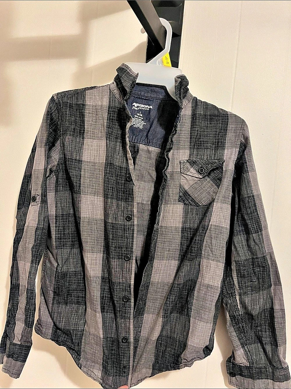 Arizona Jean Co. Boys Plaid Button Down Shirt Size Large